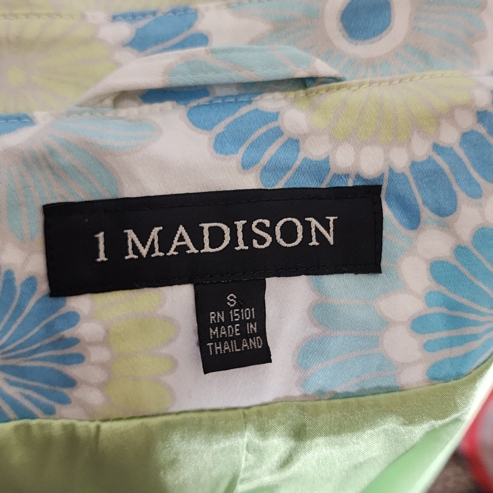 1 Madison Blue Green Floral Trench Coat - Picture 4 of 13